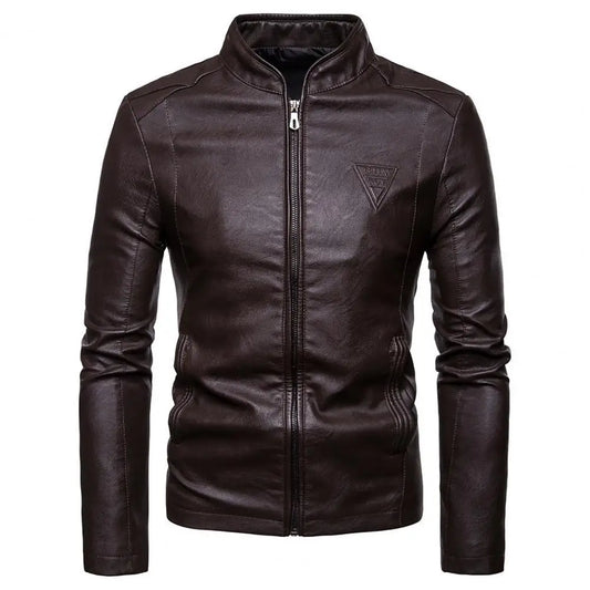 Autumn And Winter New Men's Fashion Stand-up Collar Leather Jacket Men's Long-Sleeved High-Quality Jacket chaquetas hombre