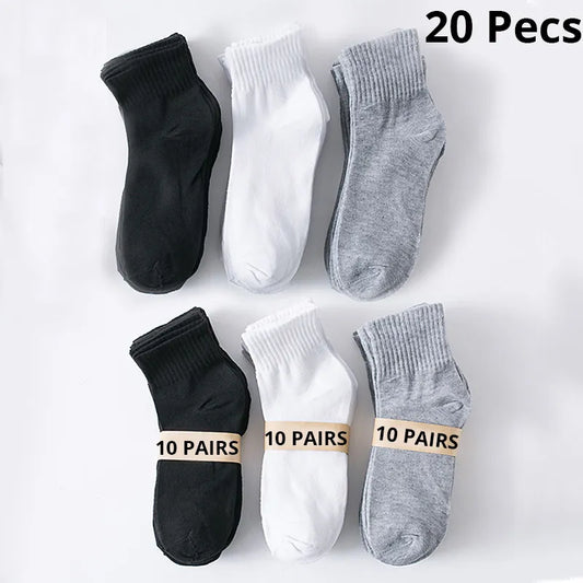 10 Pairs Men's Breathable Comfortable Socks Office Casual Business Sock for Sneakers Shoes Stocking Work Socks For All Seasons